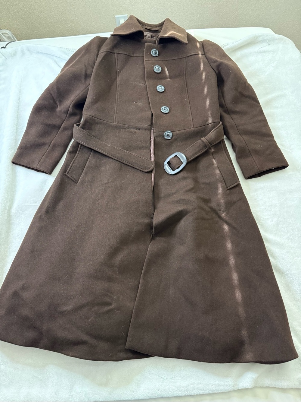 Classic Brown Women's Wool-Blend Belted Coat